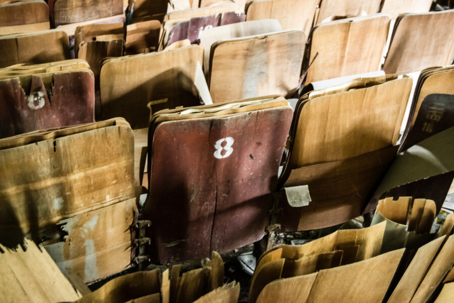 Wooden Seats at Huazhou Theater 華洲戲院