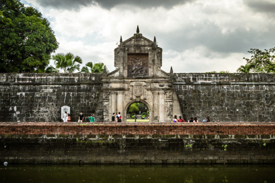 Crossing the moat into Fort Santiago