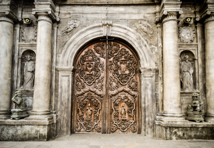 An ornate entrance to San Agustin in Intramuros