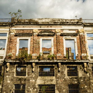 A Spanish colonial building on the edge of Intramuros
