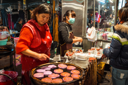 Purple pancakes at Jingcheng Night Market