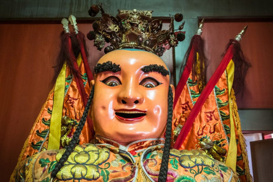 Santaizi looking jolly at Qing’an Temple, Changhua City
