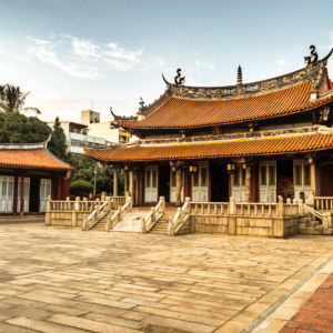 Inside the courtyard at the famous Changhua Confucius Temple