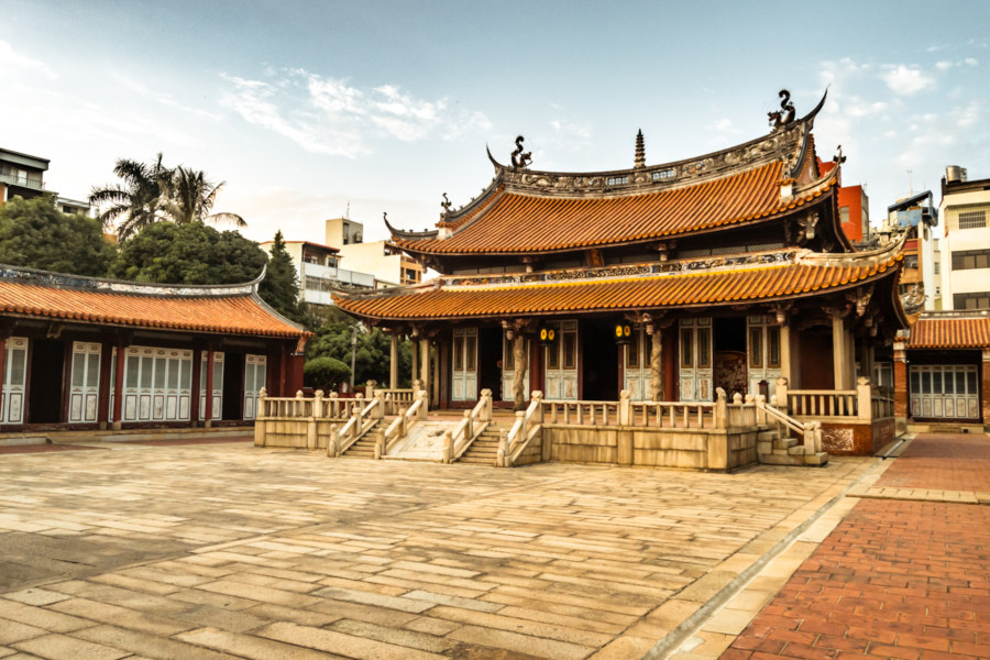 Inside the courtyard at the famous Changhua Confucius Temple