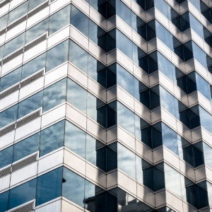 Jagged reflections in a Hsinchu office building