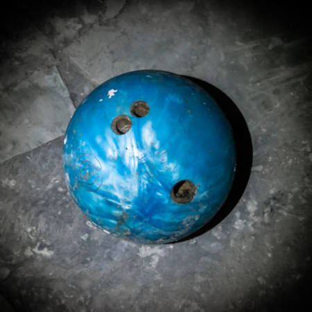 Blue bowling ball detail