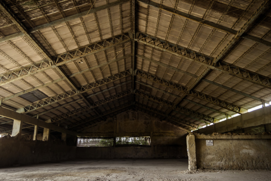 Inside a vast warehouse space in rural Kaohsiung
