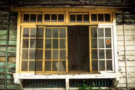 Wooden bay windows