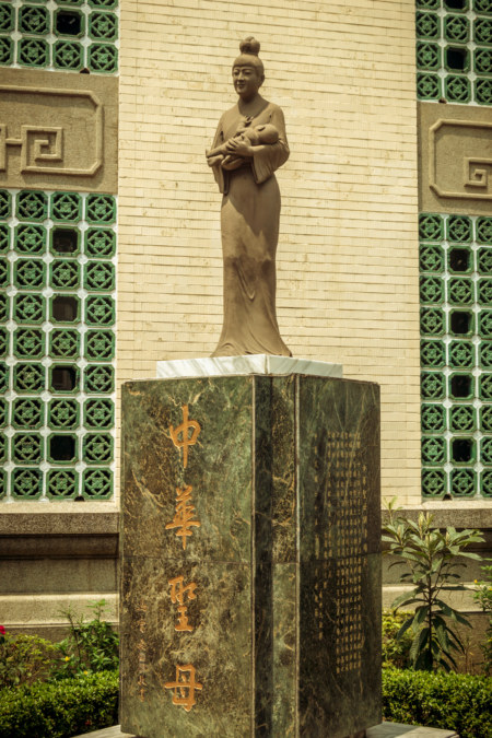 A statue of Mary outside a Cathedral in Tainan