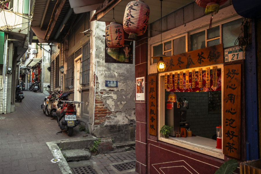 An old school tea shop in back alley Tainan