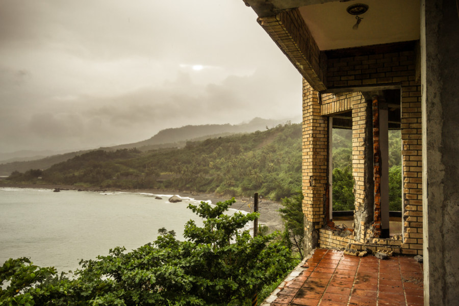 The rainy coast of Taitung from the abandoned hotel on the hill