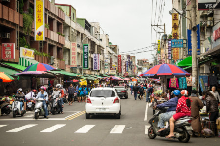 On the market street in Xinwu, Taoyuan