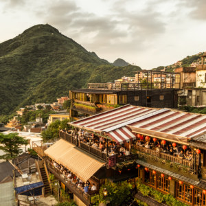 The teahouses of Jiufen at sunset