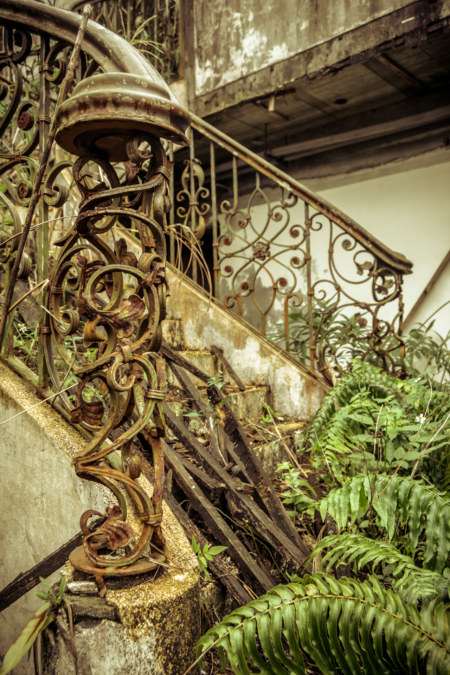 A closer look at the gorgeous old stairway at the top of the Yongye road hotel