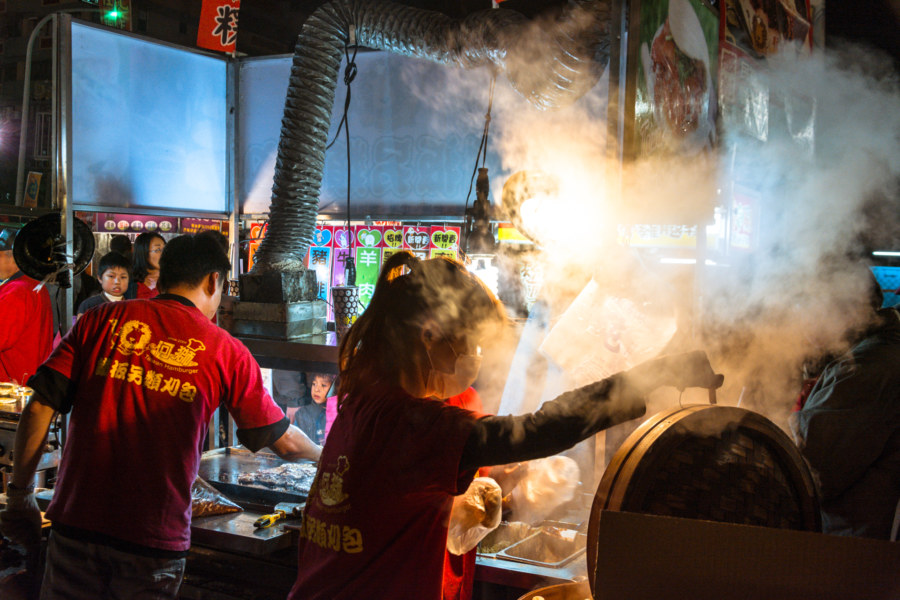 Steam rises from a Guabao stall