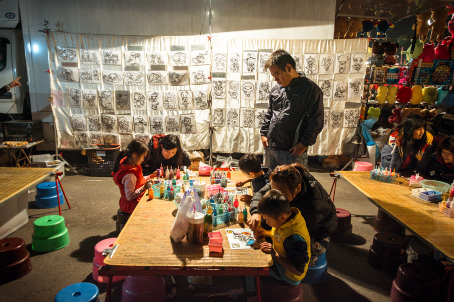 A children’s art space at the night market in Douliu