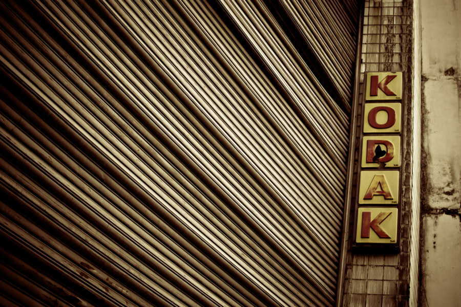 Kodak sign on a derelict mall in Bangkok