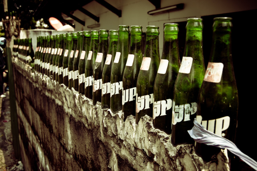 Bottle wall in Thon Buri