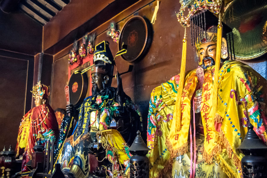 Three Gods at Ha Chuong Hoi Quan Pagoda
