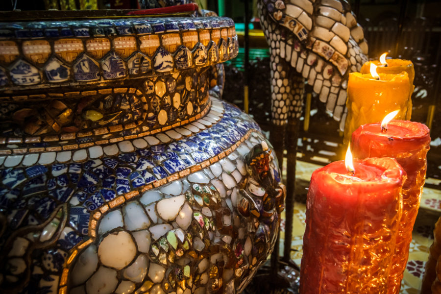 Candlelight and Ceramic Censer at Phuoc An Hoi Quan Pagoda